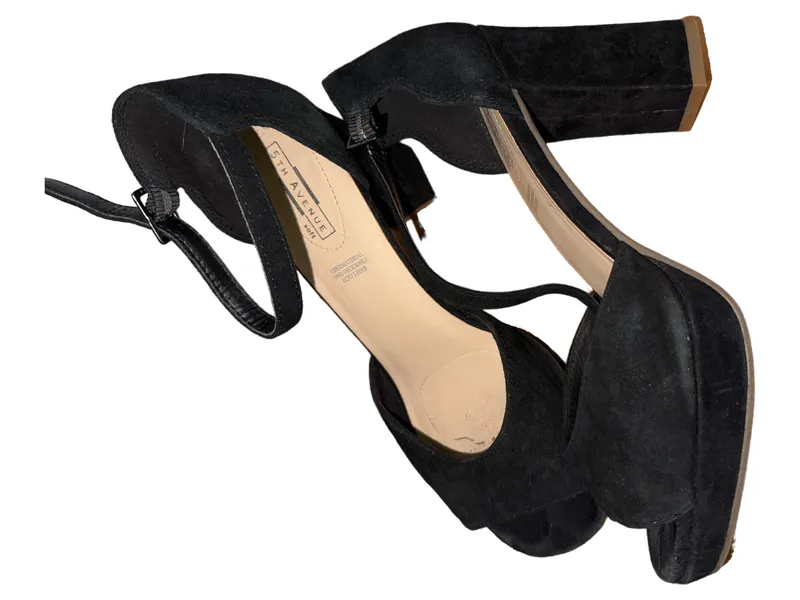 5th Avenue Damen Plateau Sandalen Gr. 37 Schwarz Elegant Blockabsatz 3