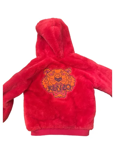 Kenzo Kinder Felljacke Gr. 116 Pink Kunstfell Kapuze Casual