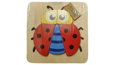 Playtive Holz-Steckpuzzle Marienkäfer Kinderpuzzle ab 1 Jahr Lernspielzeug