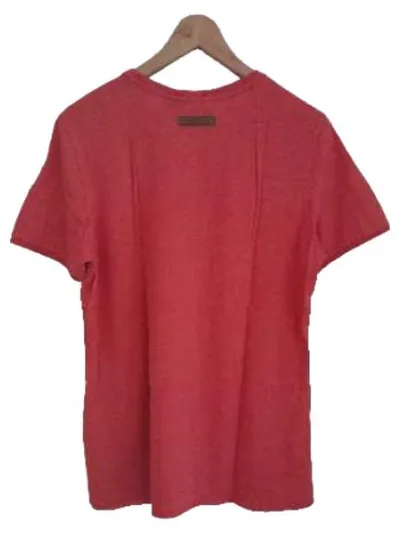 Naketano Herren T-Shirt Gr. L Rot Meliert Casual Baumwolle Lederdetails