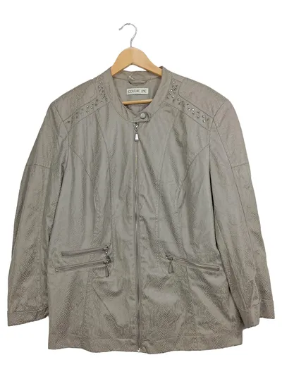 COUTURE LINE Damen Leichte Jacke Gr. 48 Beige Modern Tierdruck Reißverschluss