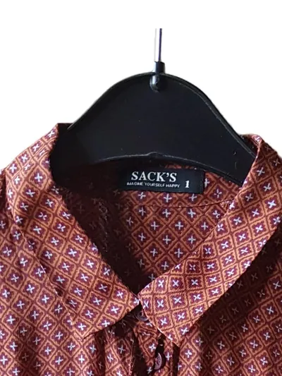 SACK'S Damen Hemdbluse Rot Grafisch Langarm Gr. 40/L