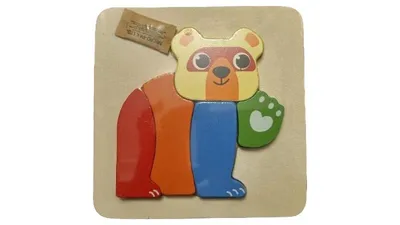 Playtive Holz Steckpuzzle Bär Kinder Lernspielzeug ab 1 Jahr bunt