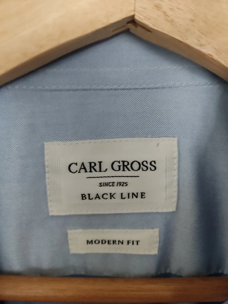 Carl Gross Black Line Hemd Herren Gr. 40 Blau Business Modern Fit Baumwolle 3
