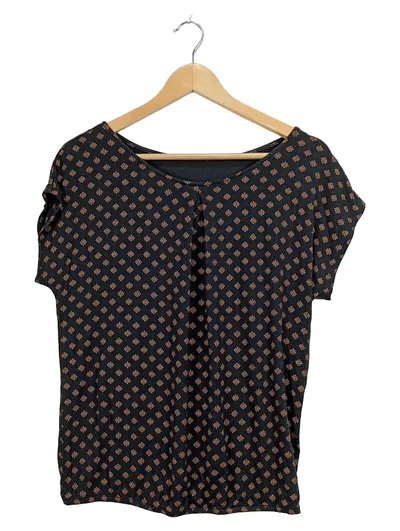 LASCANA Damen Bluse Kurzarm Blau Muster Gr. 36 Casual