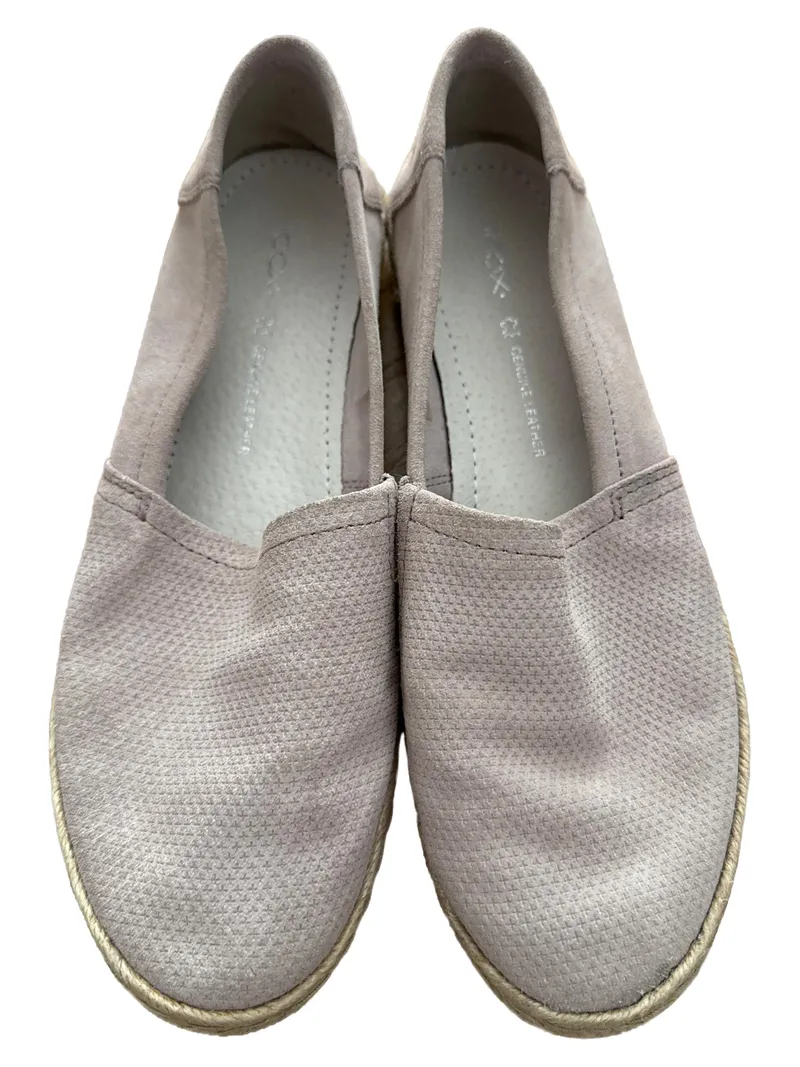 COX Damen Espadrilles Leder Slipper Gr. 38 Beige Rosa Bast 2