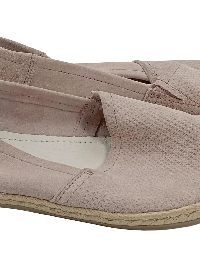 COX Damen Espadrilles Leder Slipper Gr. 38 Beige Rosa Bast 5
