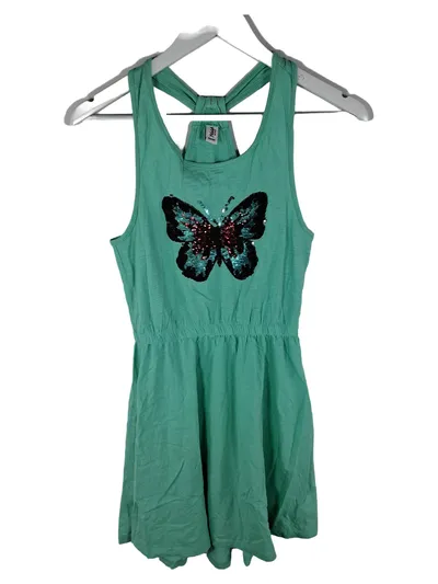 Yigga Mädchen Sommerkleid Gr. 158 Türkis Schmetterling Pailletten