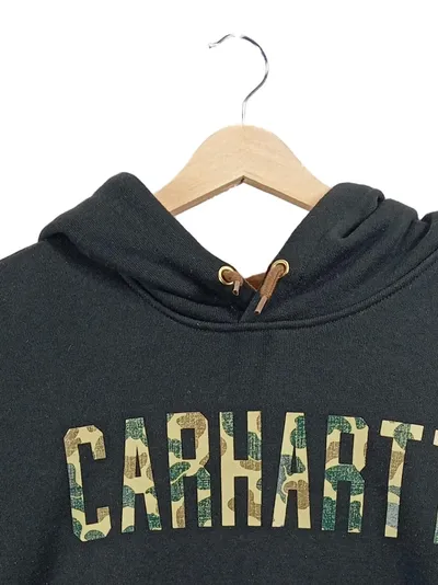 Carhartt Kapuzenpullover Hoodie Herren Schwarz Gr. 48 M Logo Camouflage