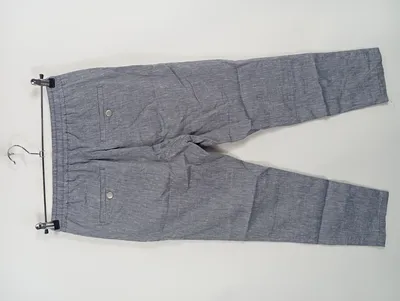 DRYKORN Stoffhose Blau Meliert Leinenmix Kordelzug Gr. 44 W28 XS Casual