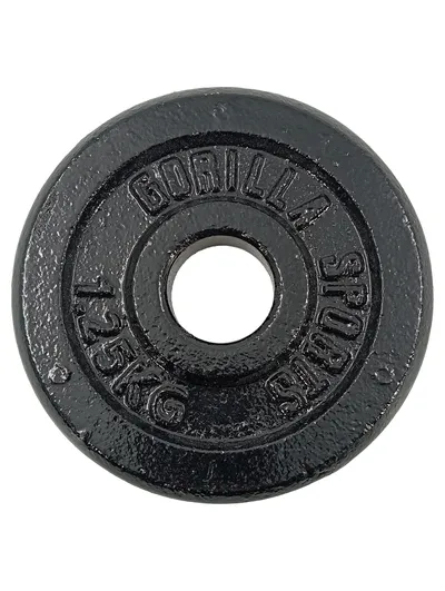 Gorilla Sports Hantelscheibe Gewichtsscheibe 1, 25 kg Schwarz Gusseisen