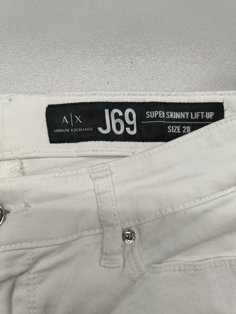 ARMANI EXCHANGE J69 Super Skinny Jeans Damen Weiß Gr. 38 Ripped 3