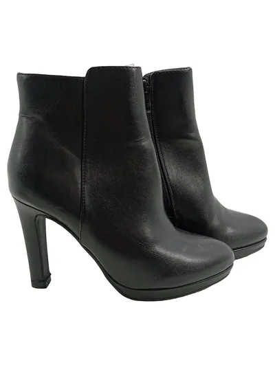 Buffalo Damen Stiefelette Leder Schwarz Gr. 36 Elegant Party Absatz 11cm