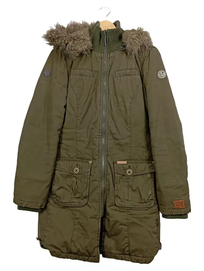 khujo Damen Parka Winterjacke mit Kapuze Gr. 38 M Oliv Casual