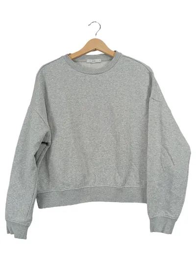 Pigalle Damen Sweatshirt Gr. 36/S Grau Meliert Baumwolle Pullover