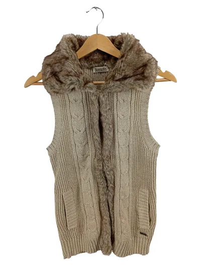 Boysen's Fellweste Damen Zopfstrick Beige Gr. 32 XXS