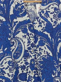 Emily van den Bergh Damen Bluse Paisley Leinen Gr. 36 Blau Weiß Bohemian 3