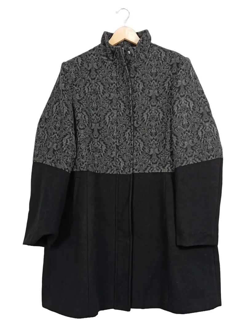 Alfredo Pauly Damen Winterjacke Mantel Gr. 46 Schwarz Elegant Gemustert 1