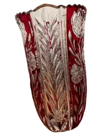 Anna Hütte Bleikristall Vase Rot Klar Blumenmuster 24% PbO Germany 22cm 1