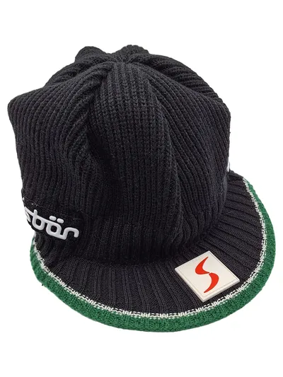Eisbär Mütze Schirmmütze Herren Damen Schwarz Wolle Ski Beanie