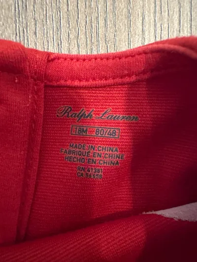Ralph Lauren Mädchen Kleid Rot Gr. 80/84 mit Gürtel Kariert Preppy