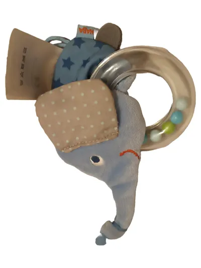 HABA Greifling Elefant Stoff Baby Spielzeug Blau Sterne 10x14cm