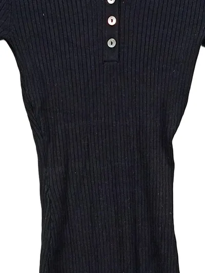 Anna Field Damen Freizeitkleid XS Schwarz Rippstrick Polo Kragen kurzarm