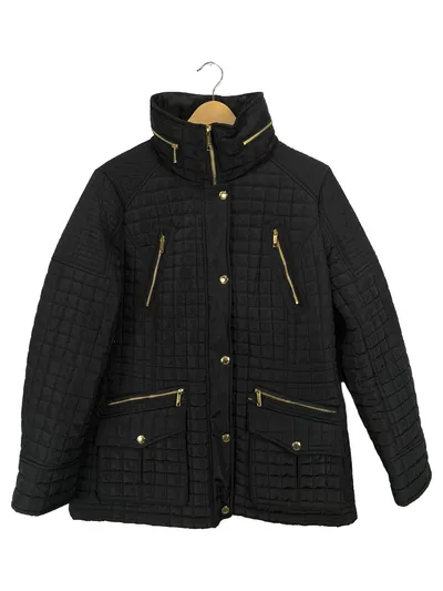 Michael Kors Damen Steppjacke L/40 Schwarz Klassisch Strukturmuster Gesteppt