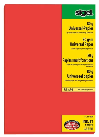 Sigel Universal-Papier LP 600 Rot 80g A4 75 Blatt Druckerpapier Kopierpapier