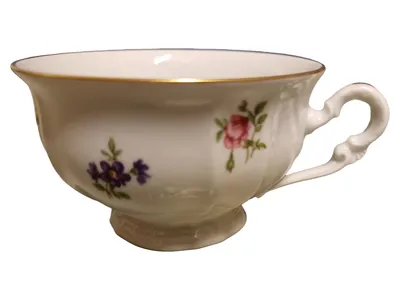 FÜRSTENBERG Porzellan Tasse Weiß Klassisch Blumenmuster
