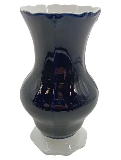Weimar Porzellan Vase Kobaltblau bauchig 10 cm hoch