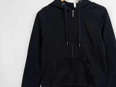 ever.me Damen Sweatjacke Kapuze Reißverschluss Schwarz Gr. 36/S Freizeit