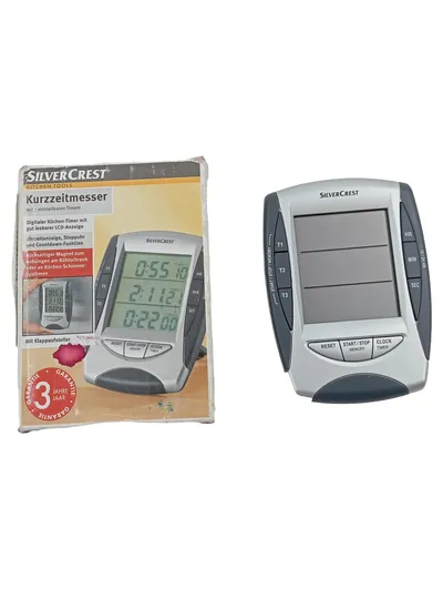 Silvercrest 4-LD2439 Digitale Zeitschaltuhr Kurzzeitmesser Küchen Timer Silber
