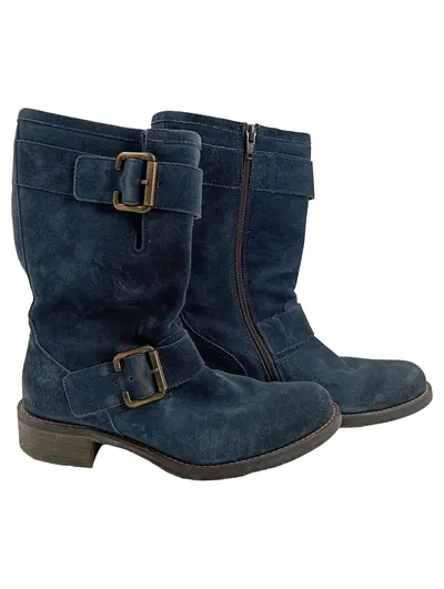 Paul Green Damen Stiefel Blau Gr. 37 Wildleder Casual Schnallen