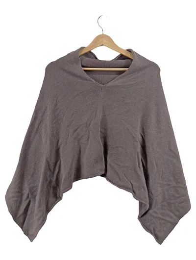 Marc O'Polo Poncho Strickponcho Damen Braun Uni V-Ausschnitt One Size Wolle