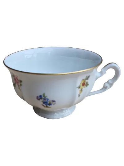FÜRSTENBERG Porzellan Tasse mit Blumenmuster Klassisch Weiß Vintage