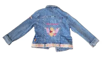 Disney Winnie Puuh Mädchen Jeansjacke Gr. 122 Blau Patches