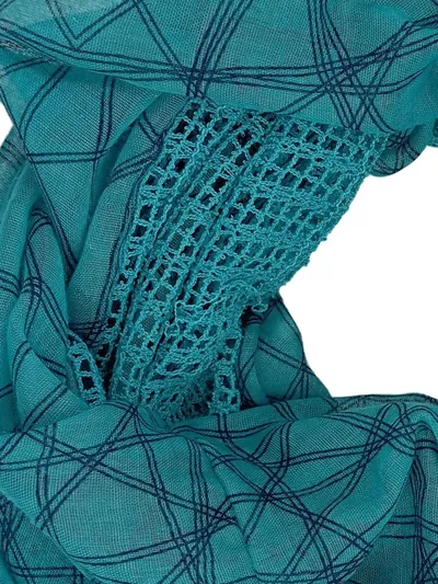 Zabaione Damen Schlauchschal Türkis Geometrisch Häkel-Borte Loop Schal