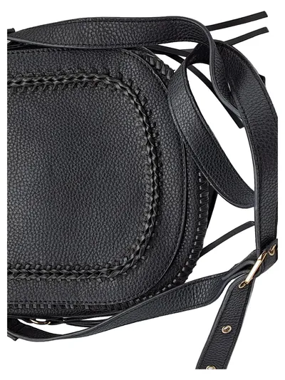 ALDO Damen Umhängetasche Leder Schwarz Fransen Boho Crossbody Mittel