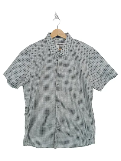 NO EXCESS Herren Freizeithemd Kurzarm Blau Gr. 38 Casual Muster
