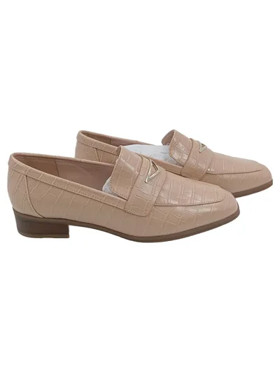 ALDO Damen Loafer Kroko-Prägung Slipper Beige Gr. 38.5 Elegant Business