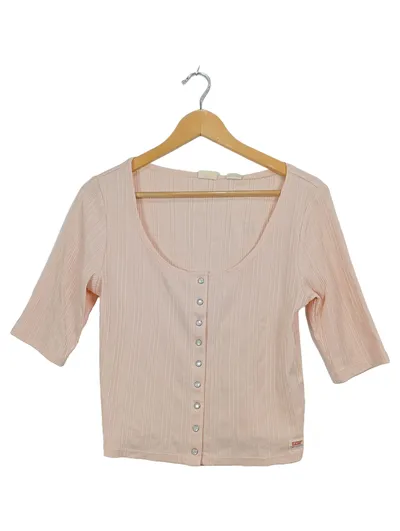 Levi's Damen Shirt Rippstrick Rosa Gr. M Knopfleiste 3/4-Arm
