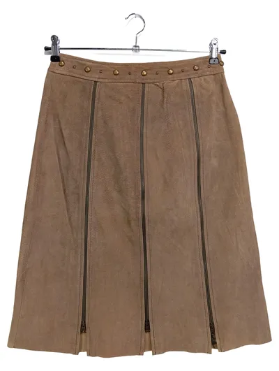 GAETANO NAVARRA Damen Lederrock 44/XXL Braun Vintage Elegant Midirock