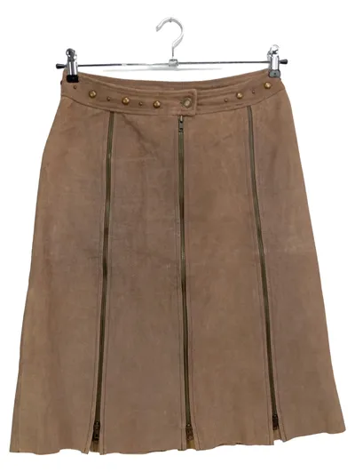 GAETANO NAVARRA Damen Lederrock 44/XXL Braun Vintage Elegant Midirock