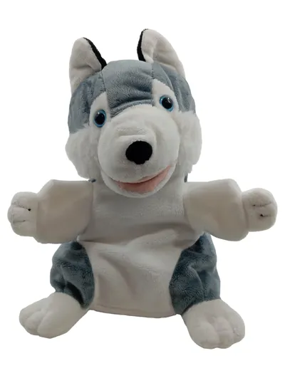 Creation Bauer Handpuppe Husky Hund Plüschtier Grau 28 cm
