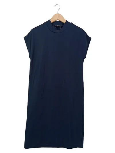 SET Damen Freizeitkleid Basic Blau Gr. 36/S Kurzarm Stehkragen