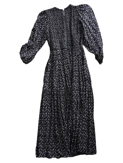& Other Stories Sommerkleid Damen Gr. 36;S Schwarz Blumenmuster Midikleid