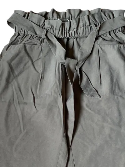 cream Damen Stoffhose Gr. 38 Oliv Raffungen Schleife Viskose Polyester