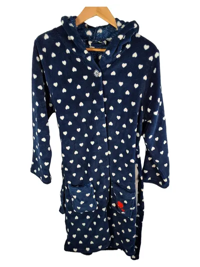 Playshoes Kinder Bademantel Blau Herzen Gr. 158-164 Kapuze