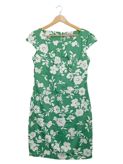 Ashley Brooke Damen Freizeitkleid Gr. 40 Kurzarm Blumenmuster Grün